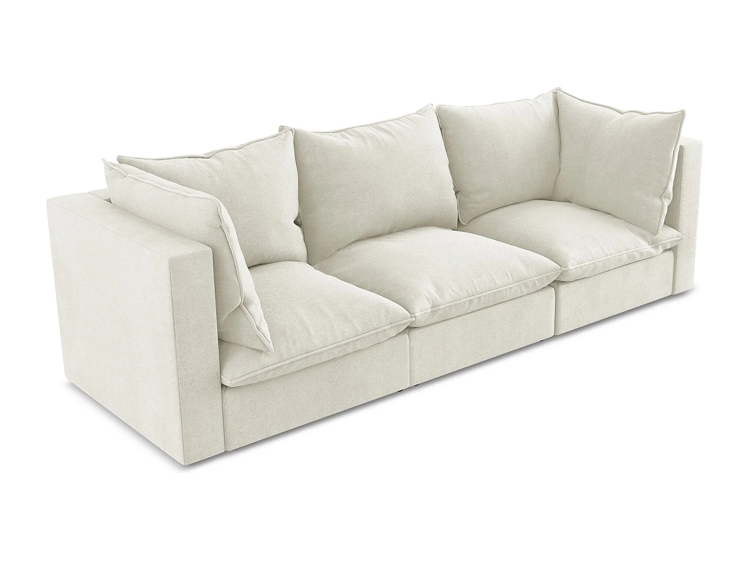 Driezits modulaire bank van beige textuurstof - MANAO