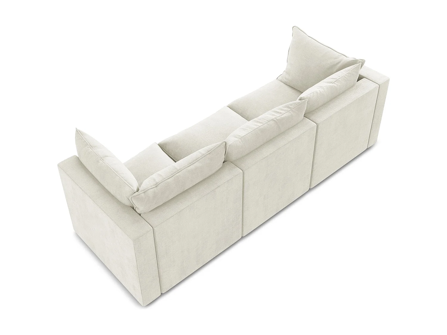 Modulares 3-Sitzer Sofa - - Strukturstoff - Beige - MANAO