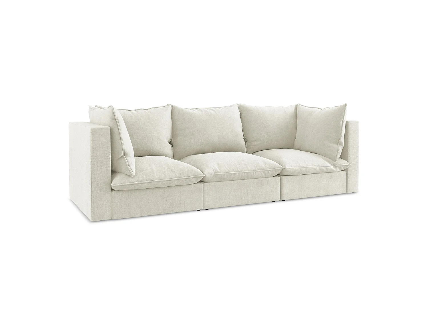 Driezits modulaire bank van beige textuurstof - RAVENNA