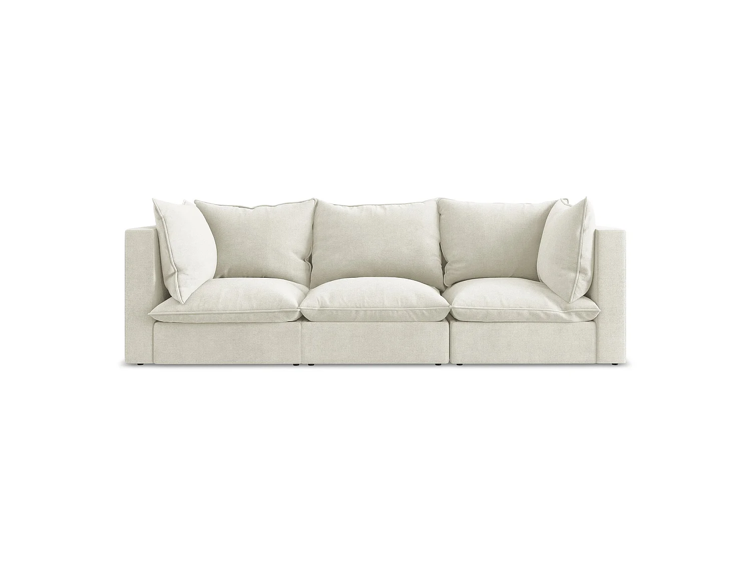 Driezits modulaire bank van beige textuurstof - RAVENNA