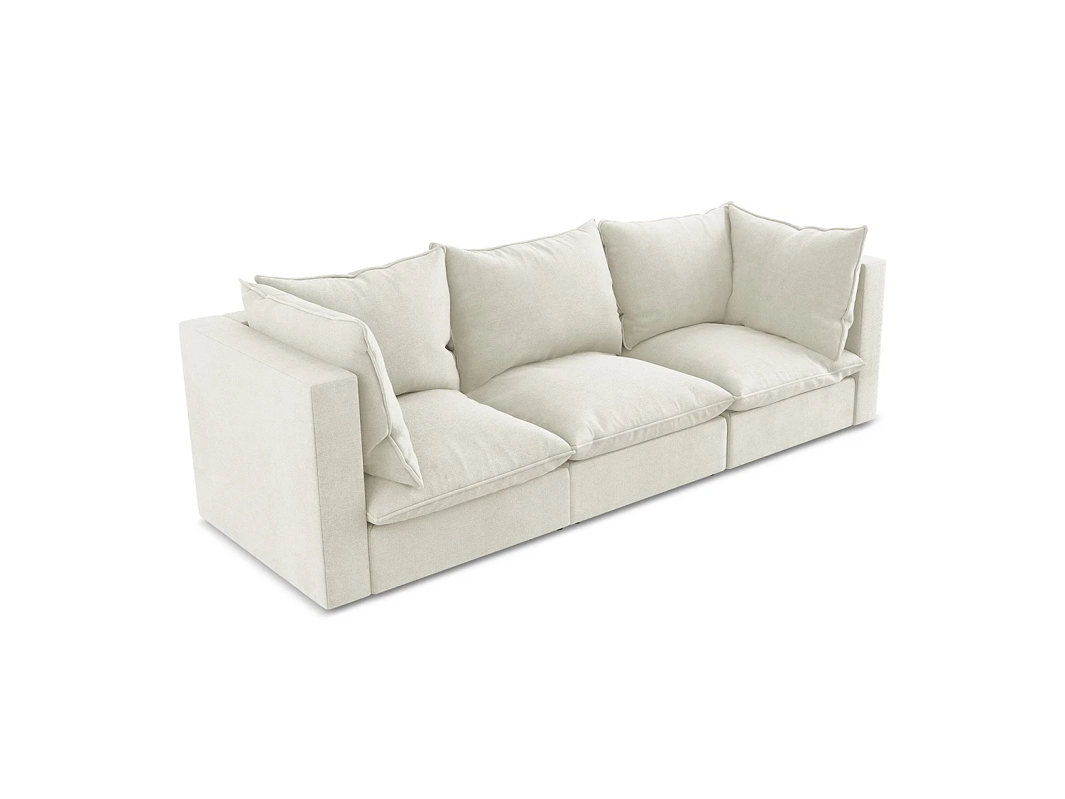 Driezits modulaire bank van beige textuurstof - RAVENNA