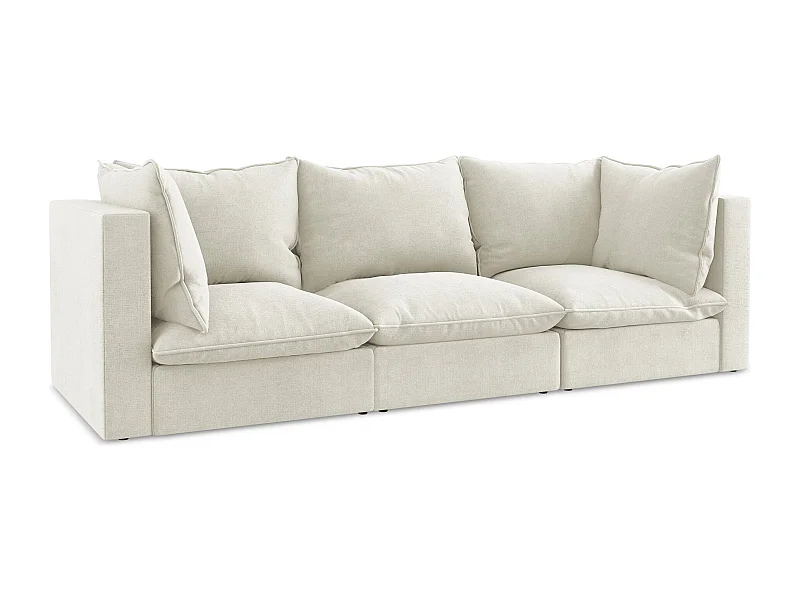 Canapé modulable 3 places en tissu texturé - beige - MANAO