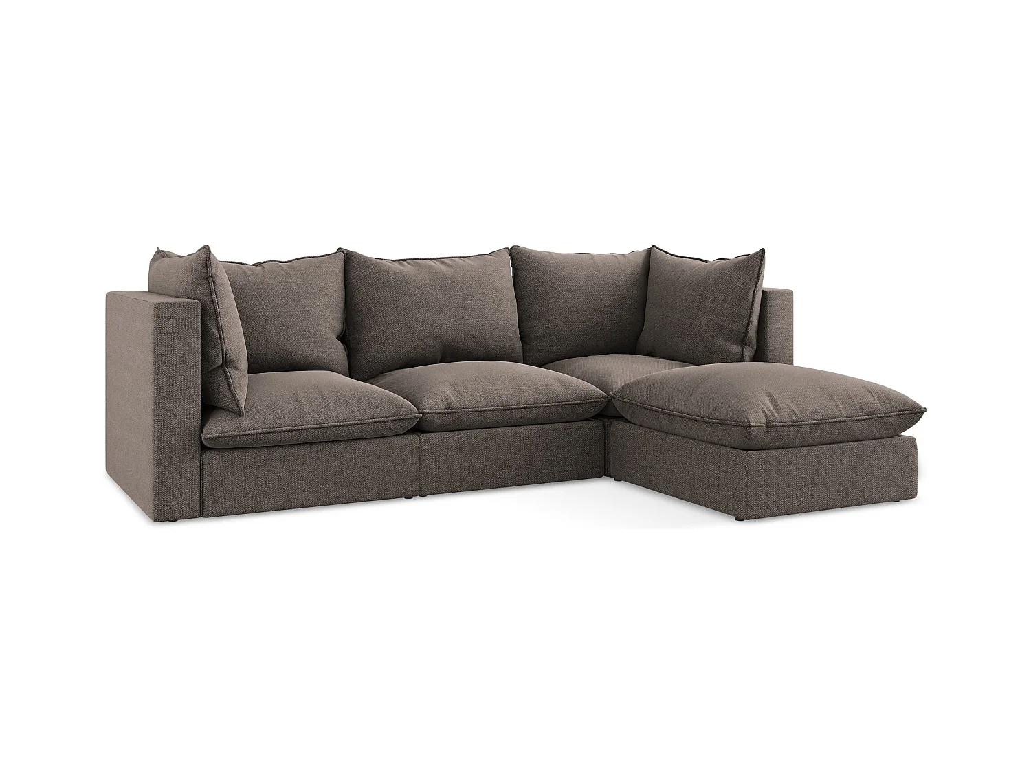 3-Sitzer Modulares Ecksofa - Ecke Rechts - Bouclé - Schokolade - MANAO
