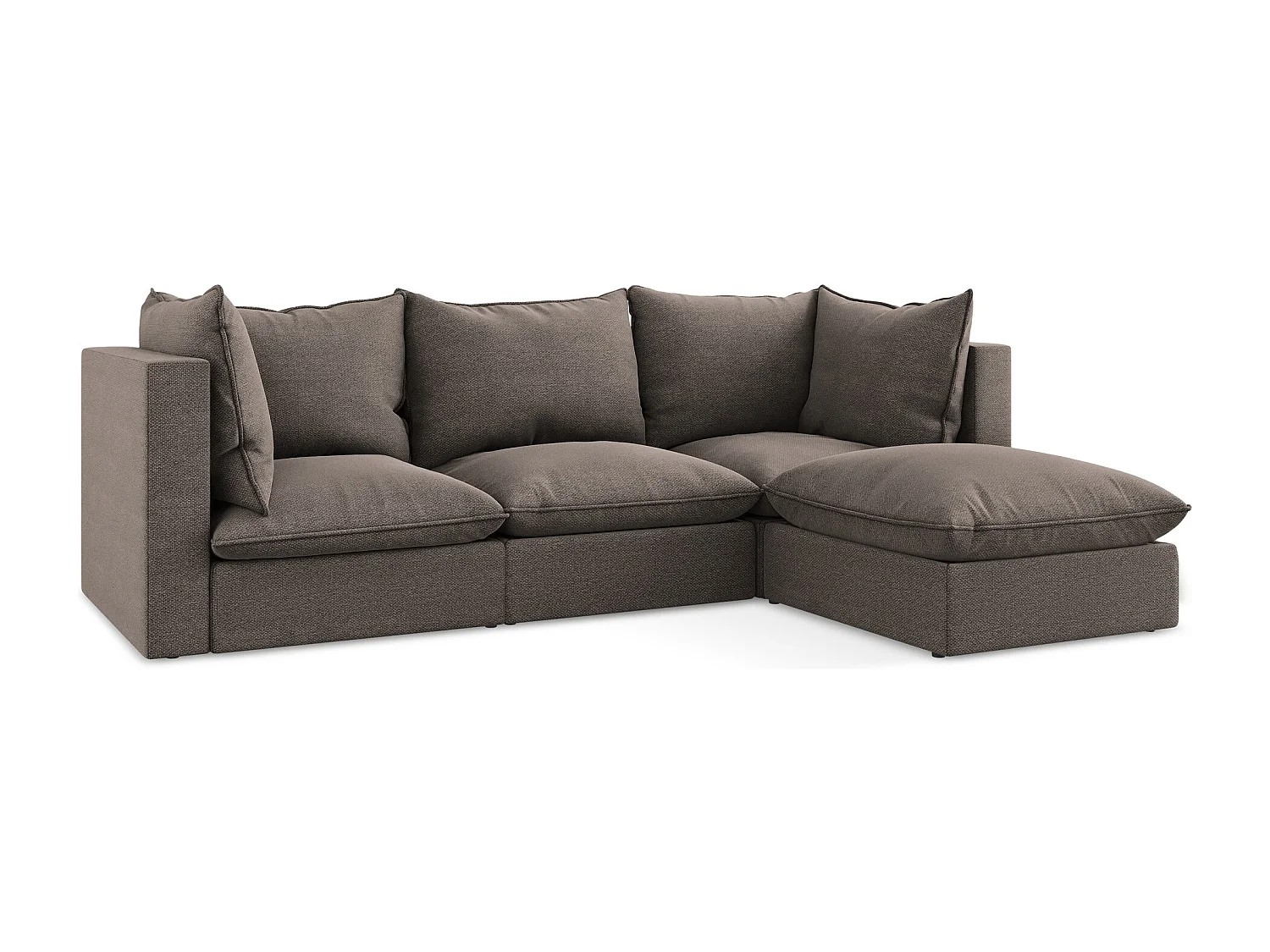 3-Sitzer Modulares Ecksofa - Ecke Rechts - Bouclé - Schokolade - MANAO