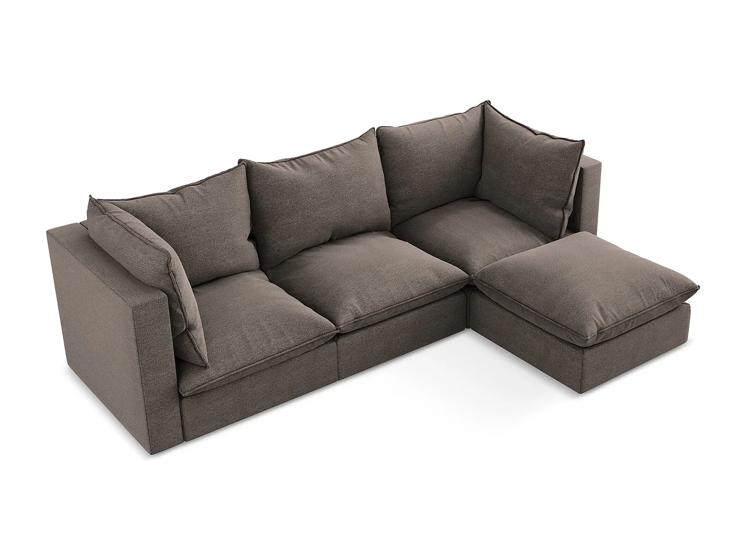 3-Sitzer Modulares Ecksofa - Ecke Rechts - Bouclé - Schokolade - MANAO