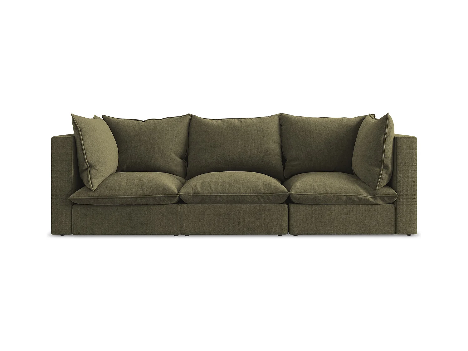 Canapé modulable 3 places en tissu texturé - olive - MANAO