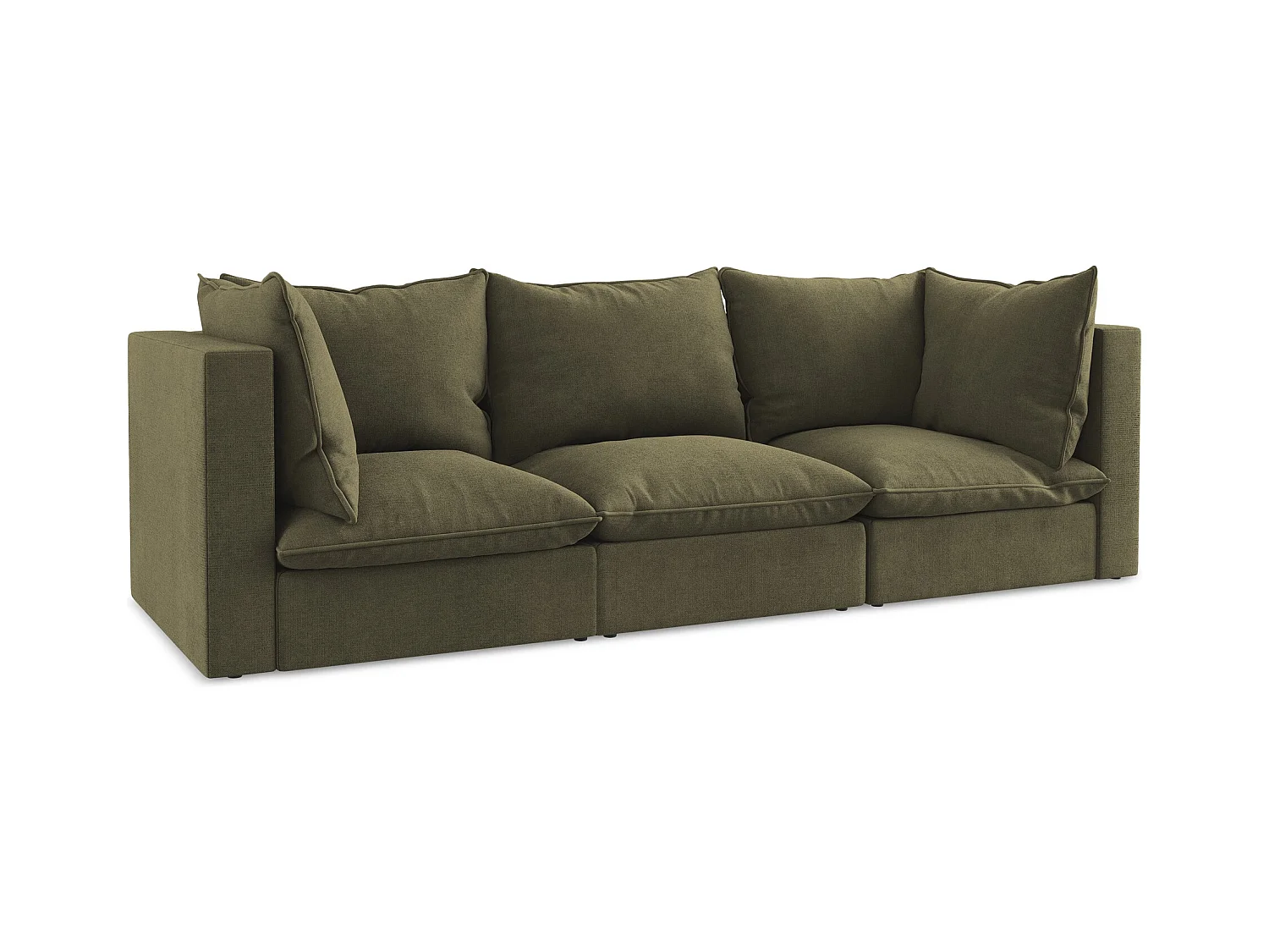 Modulares 3-Sitzer Sofa - - Strukturstoff - Olive - MANAO