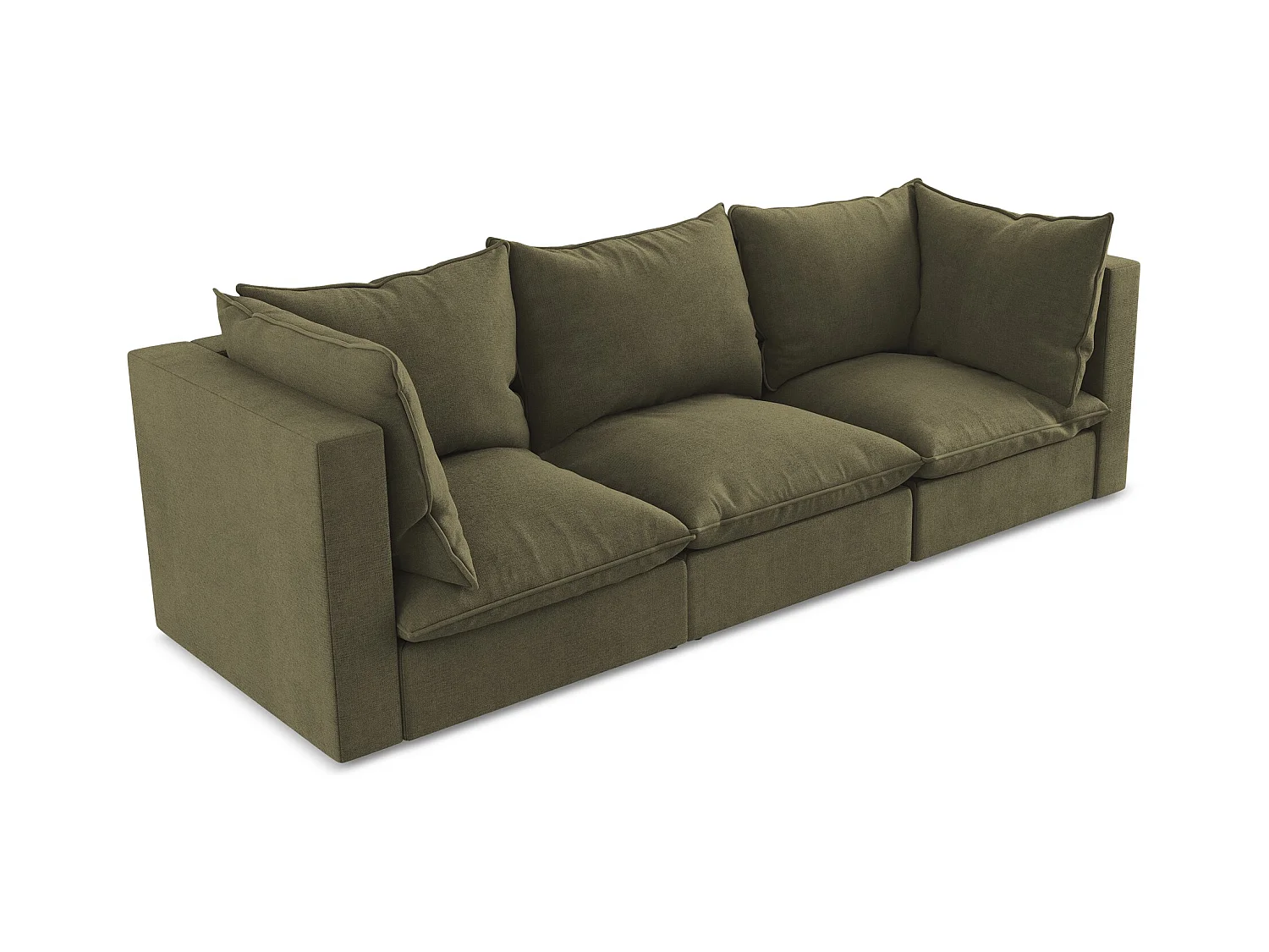 Canapé modulable 3 places en tissu texturé - olive - MANAO