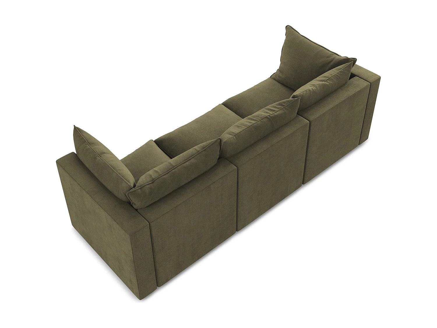 Canapé modulable 3 places en tissu texturé - olive - MANAO