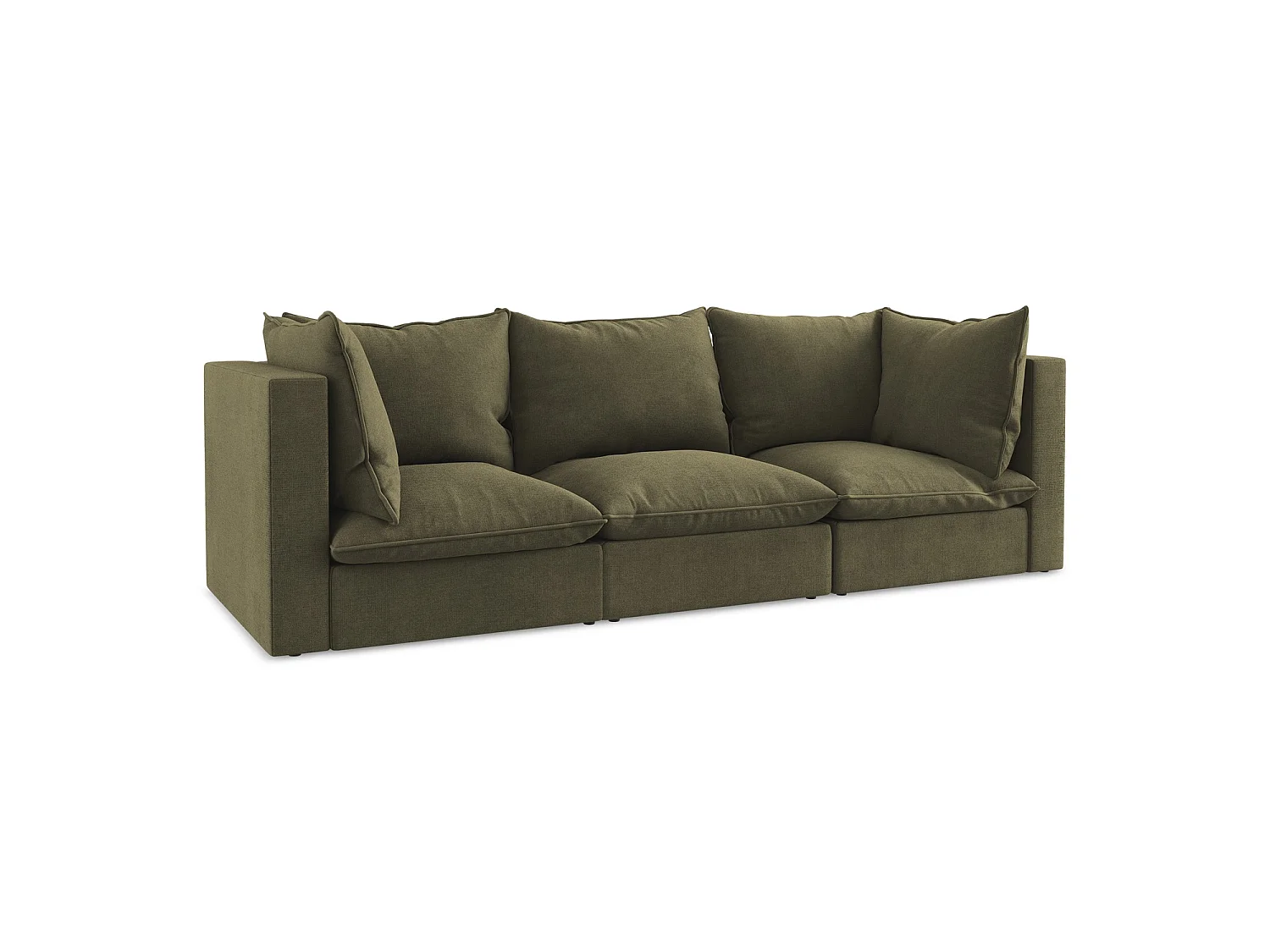 Driezits modulaire bank van olijf textuurstof - RAVENNA