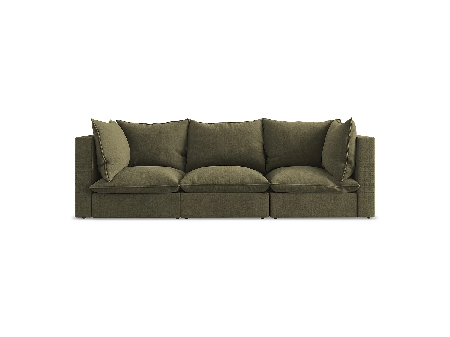 Driezits modulaire bank van olijf textuurstof - RAVENNA
