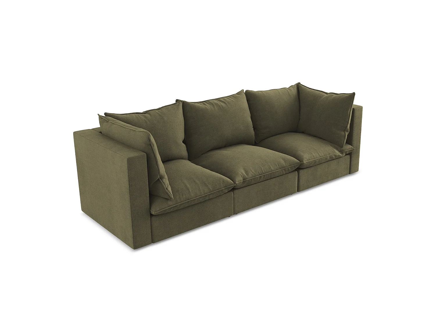 Driezits modulaire bank van olijf textuurstof - RAVENNA