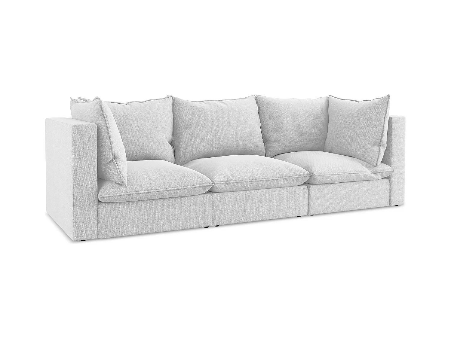 Canapé modulable 3 places en tissu bouclette - argent - MANAO