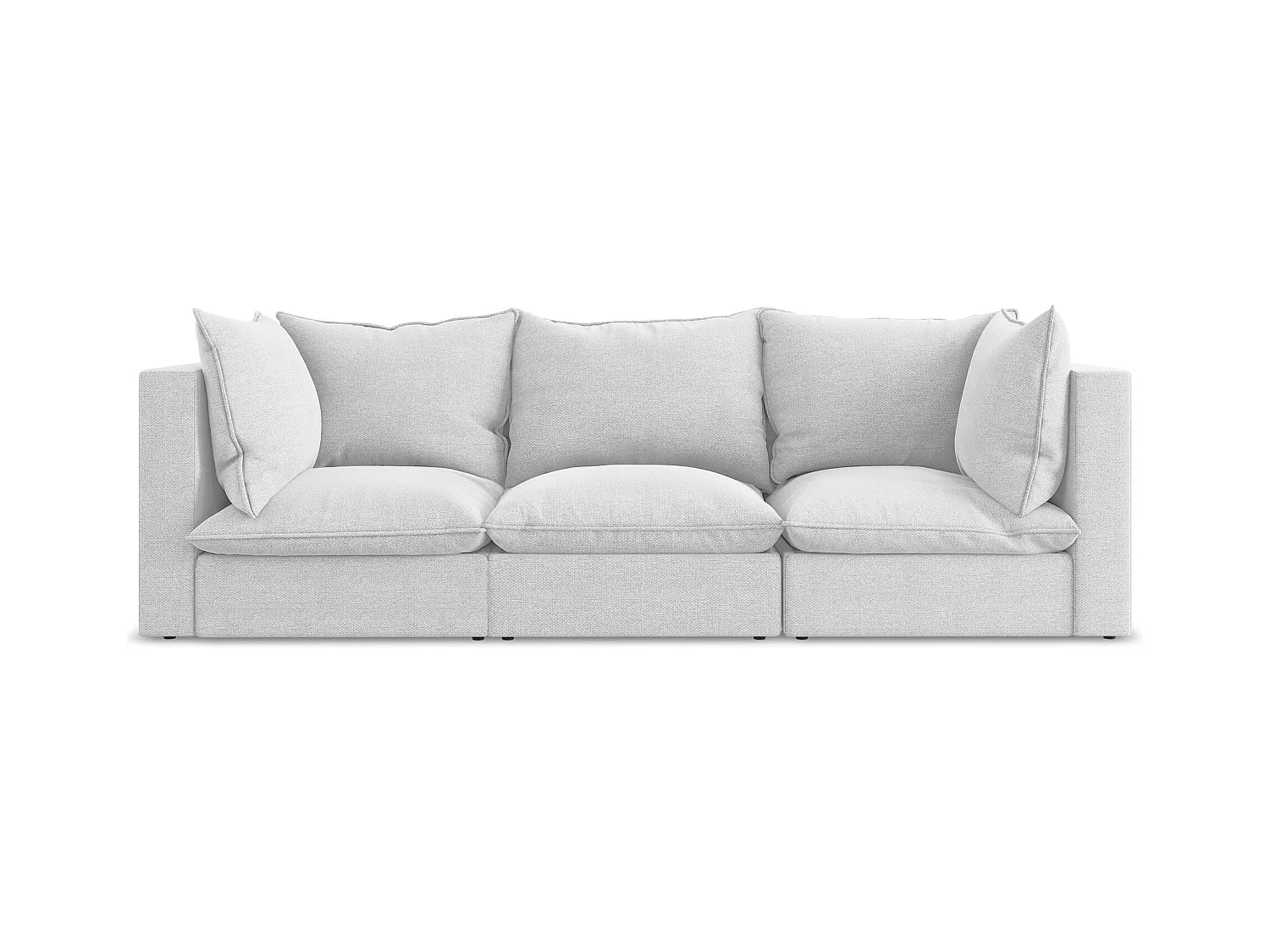 Canapé modulable 3 places en tissu bouclette - argent - MANAO