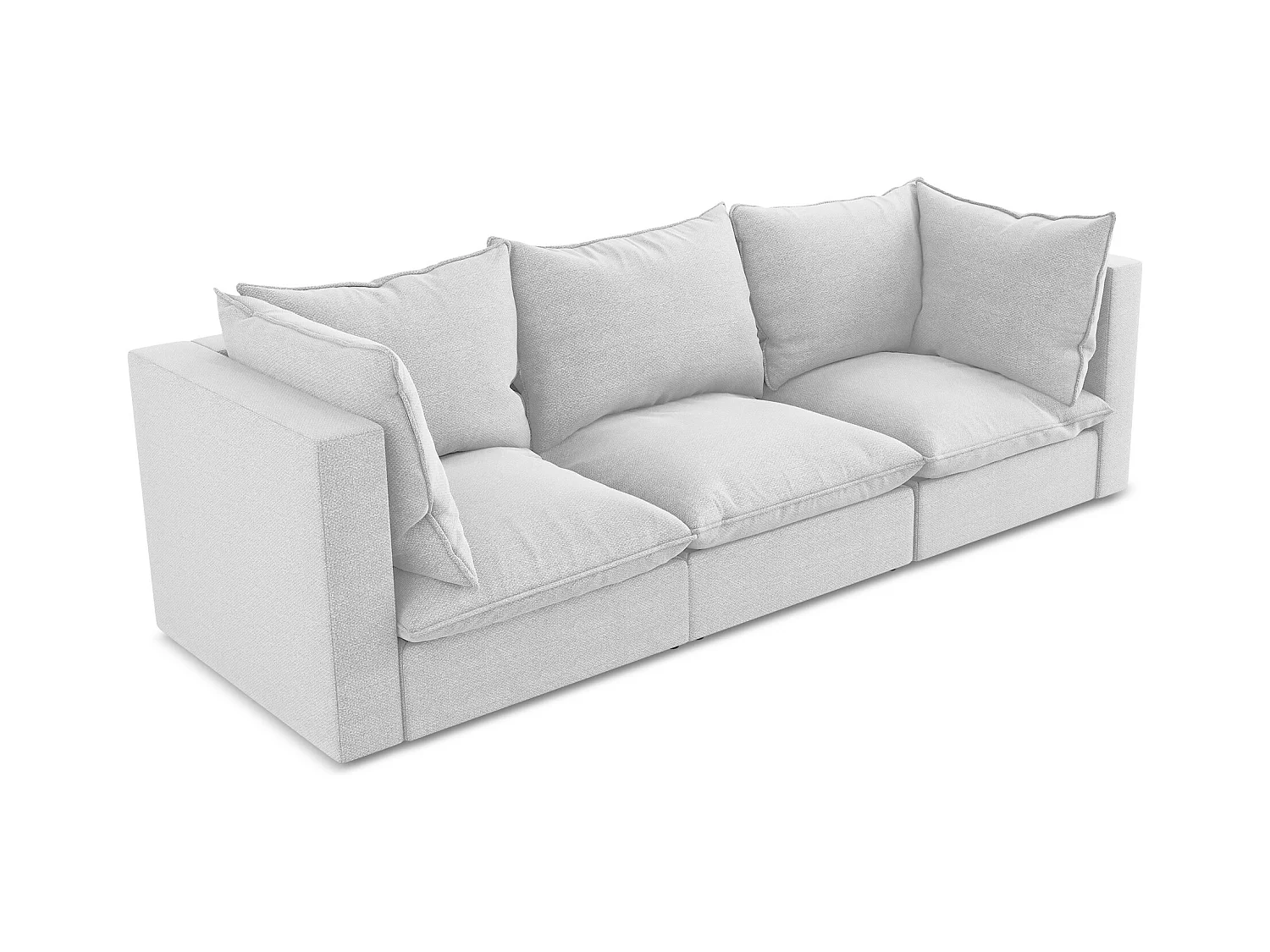 Canapé modulable 3 places en tissu bouclette - argent - MANAO