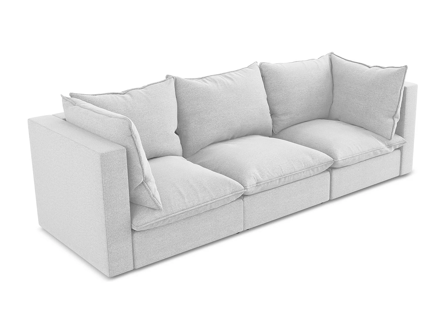 Canapé modulable 3 places en tissu bouclette - argent - MANAO