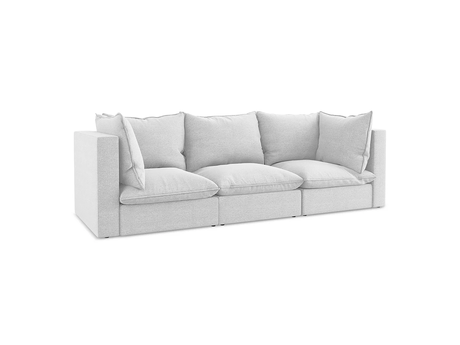 Driezits modulaire bank van zilver bouclé - RAVENNA