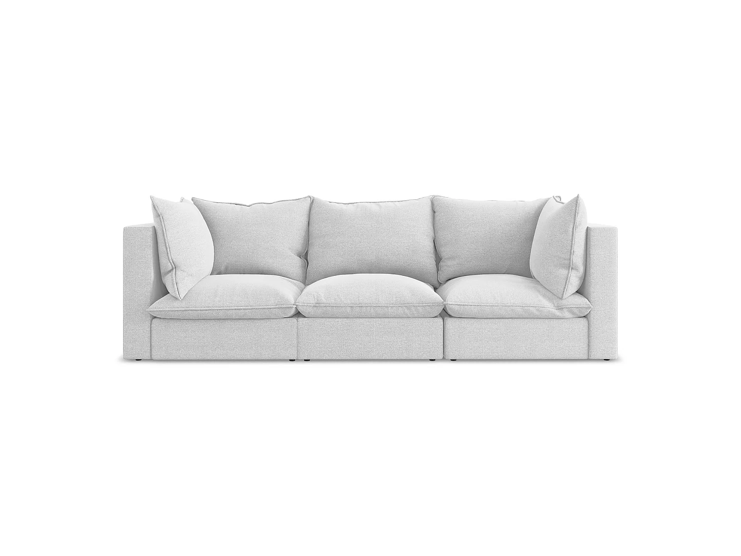 Driezits modulaire bank van zilver bouclé - RAVENNA
