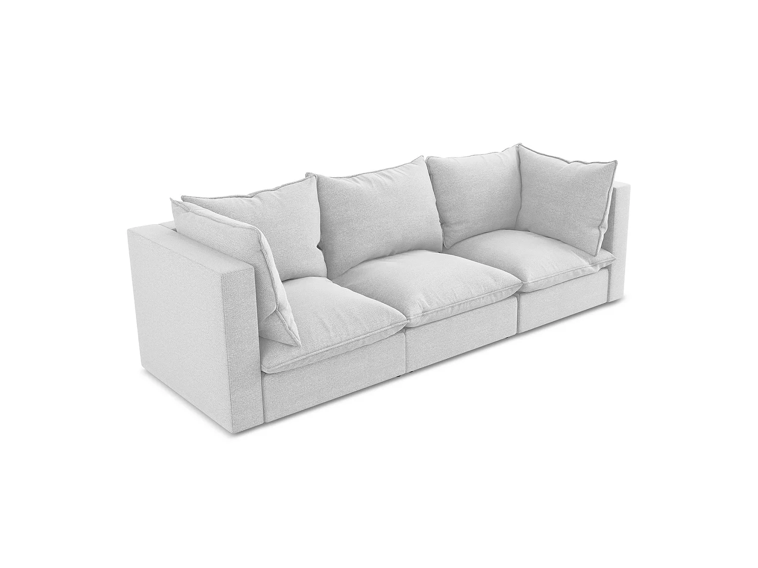 Driezits modulaire bank van zilver bouclé - RAVENNA