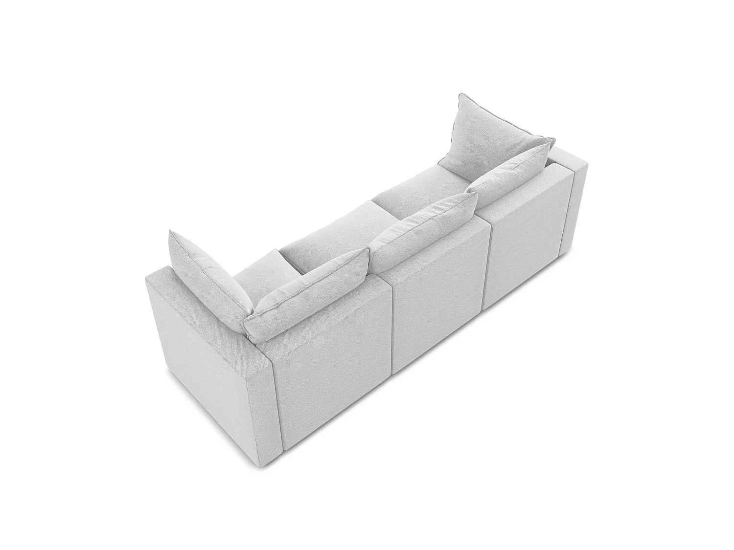 Driezits modulaire bank van zilver bouclé - RAVENNA
