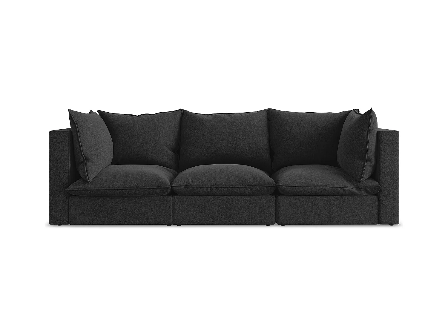 Driezits modulaire bank van zwart velours - MANAO