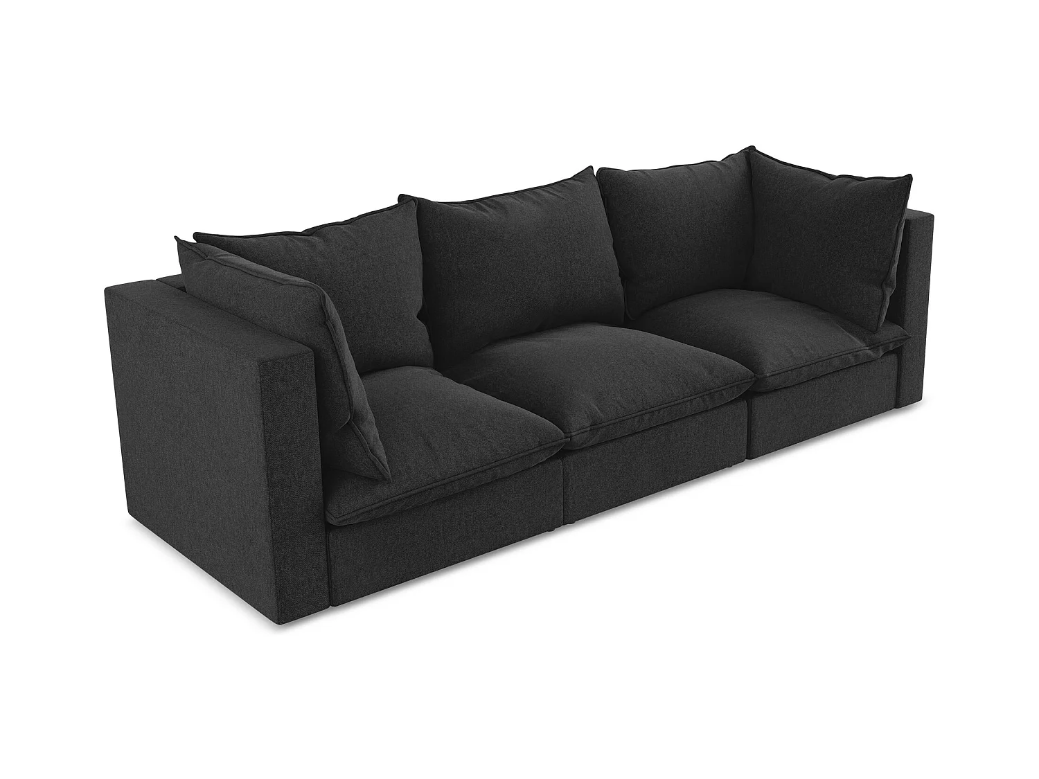 Driezits modulaire bank van zwart velours - MANAO