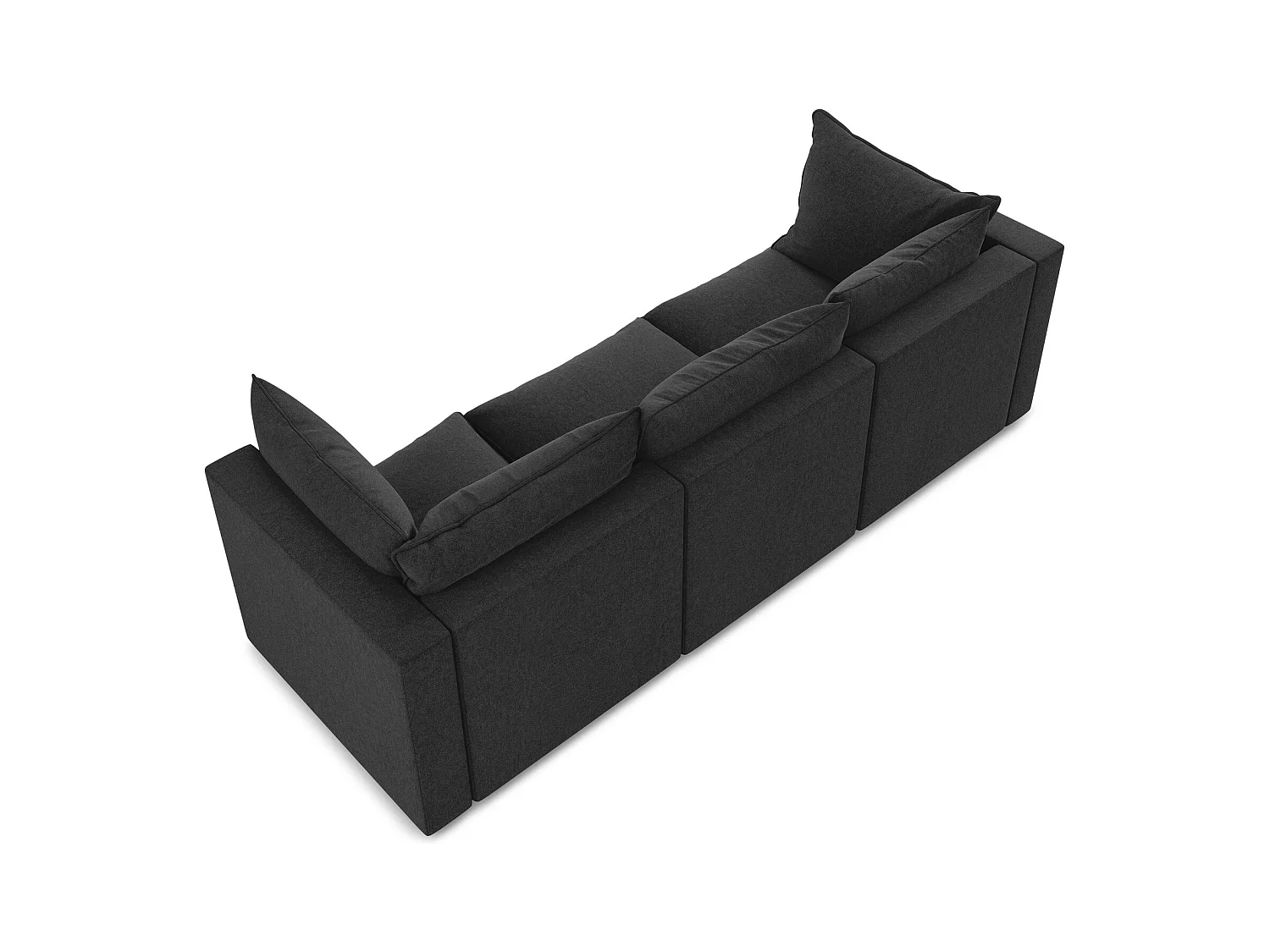 Driezits modulaire bank van zwart velours - MANAO