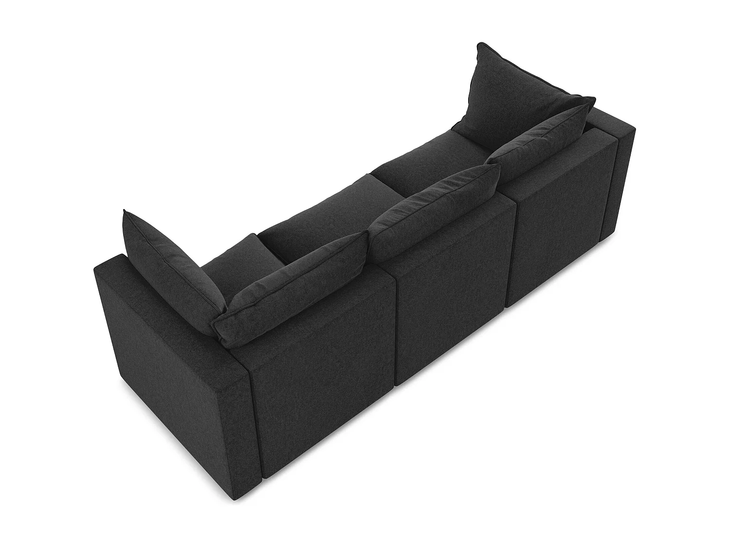 Canapé modulable 3 places en velours - noir - MANAO