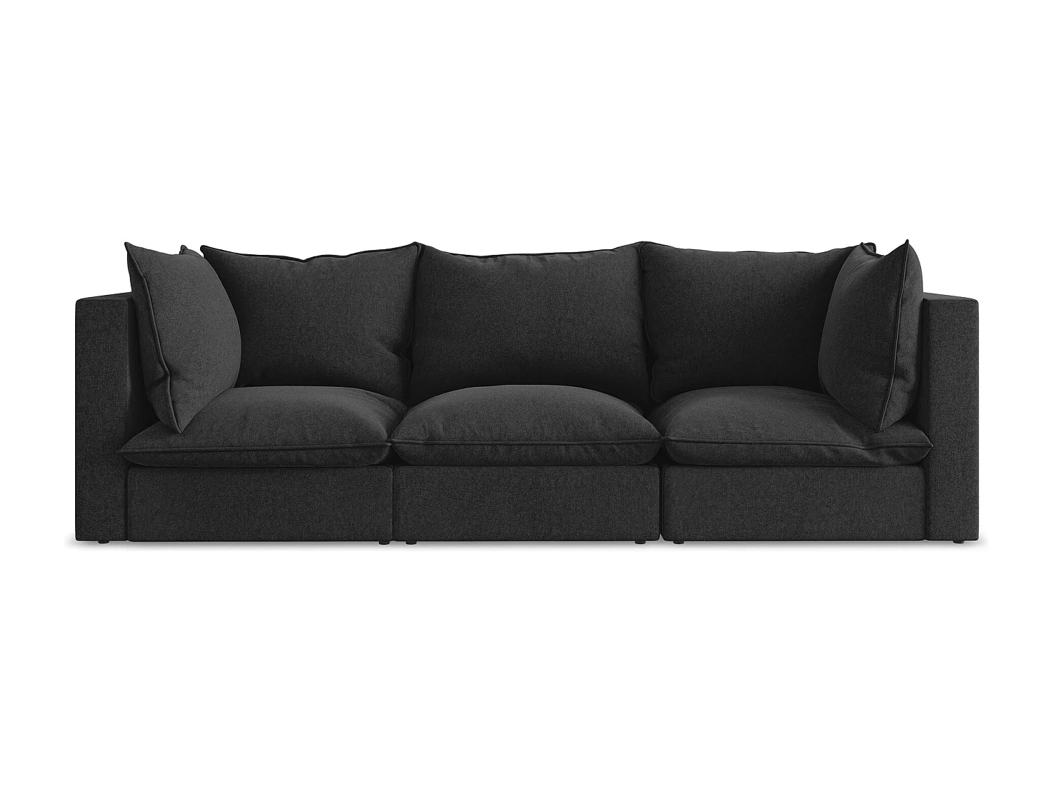 Driezits modulaire bank van zwart velours - MANAO