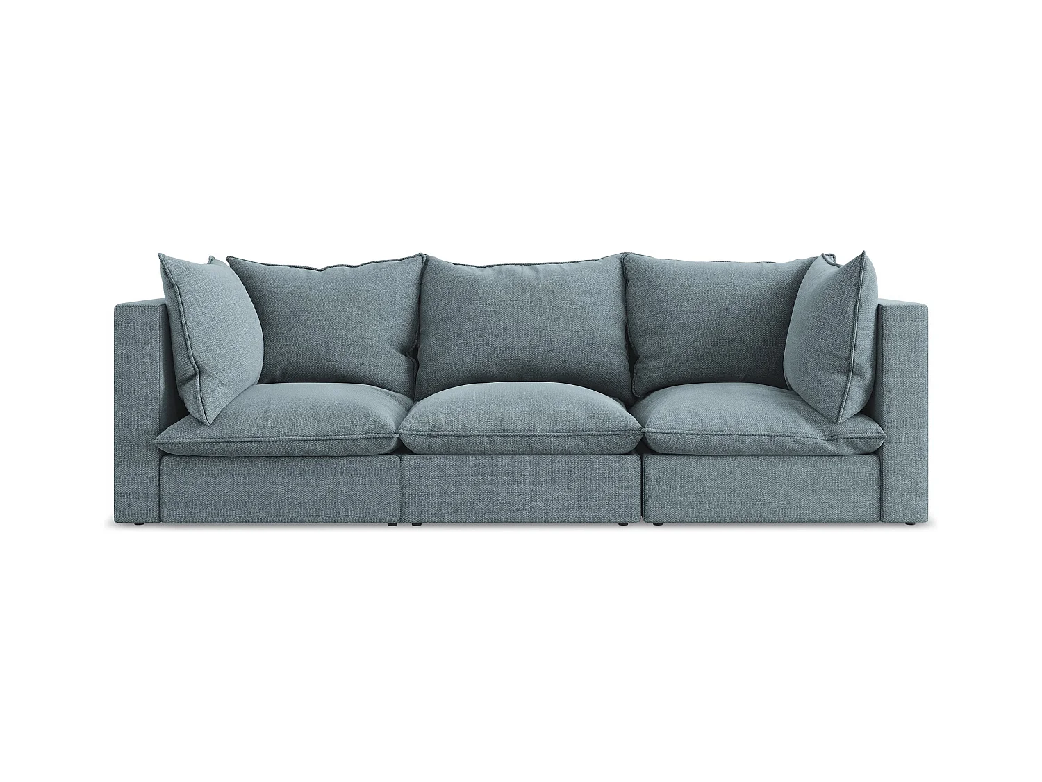 Canapé modulable 3 places en tissu bouclette - jeans - MANAO