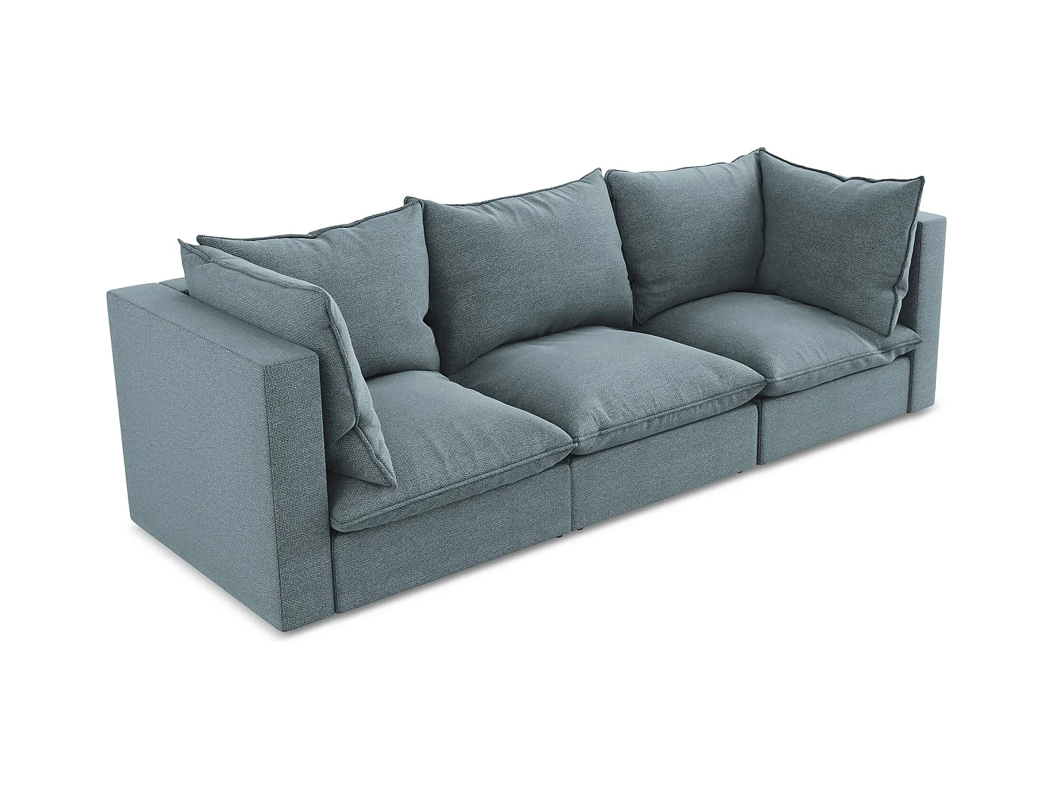 Canapé modulable 3 places en tissu bouclette - jeans - MANAO