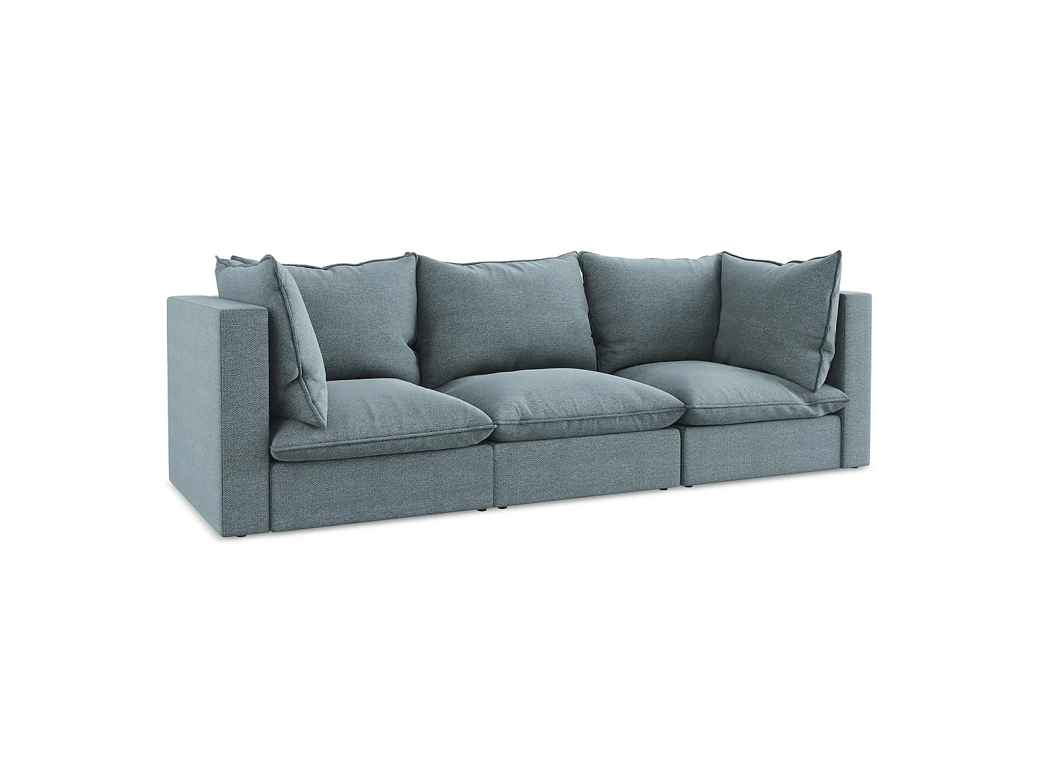 Canapé modulable 3 places en tissu bouclette - jeans - RAVENNA