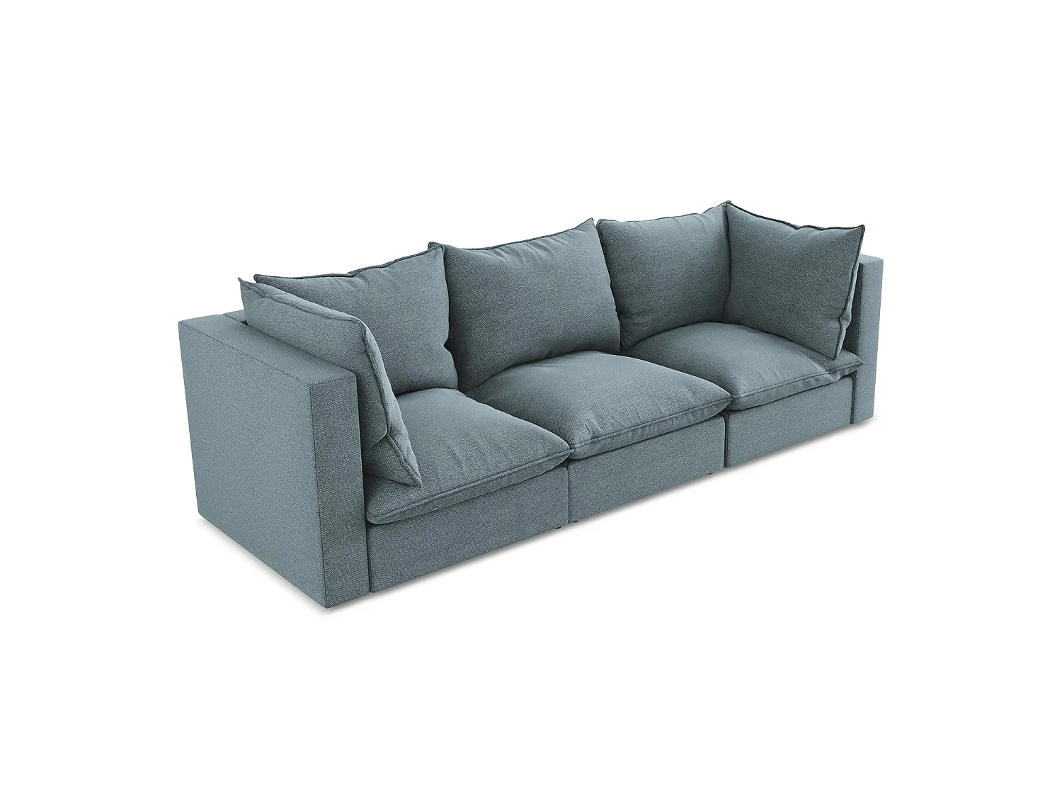 Canapé modulable 3 places en tissu bouclette - jeans - RAVENNA