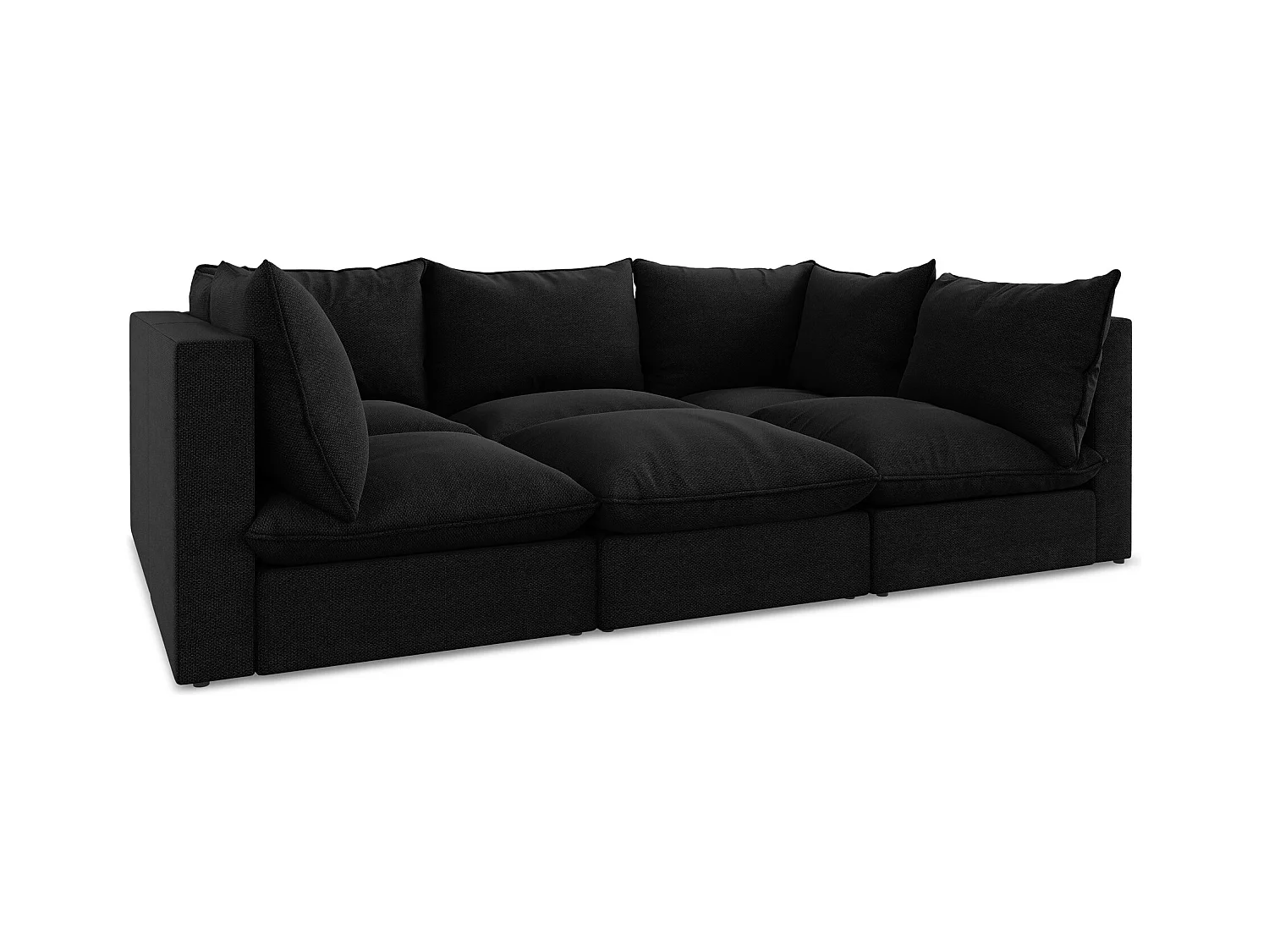 Canapé modulable 3 places en tissu bouclette - noir - MANAO