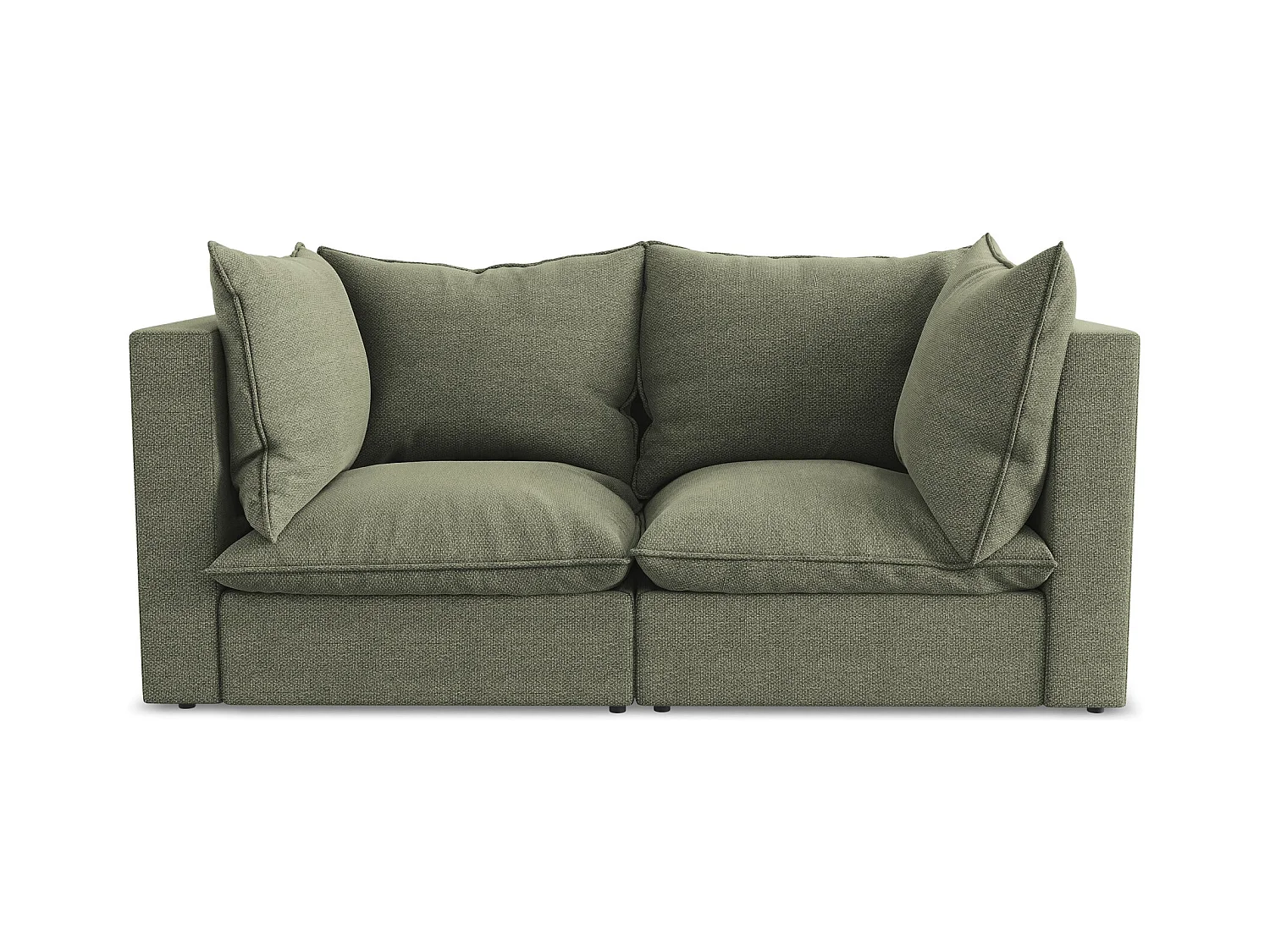 Canapé modulable 2 places en tissu bouclette - olive - MANAO