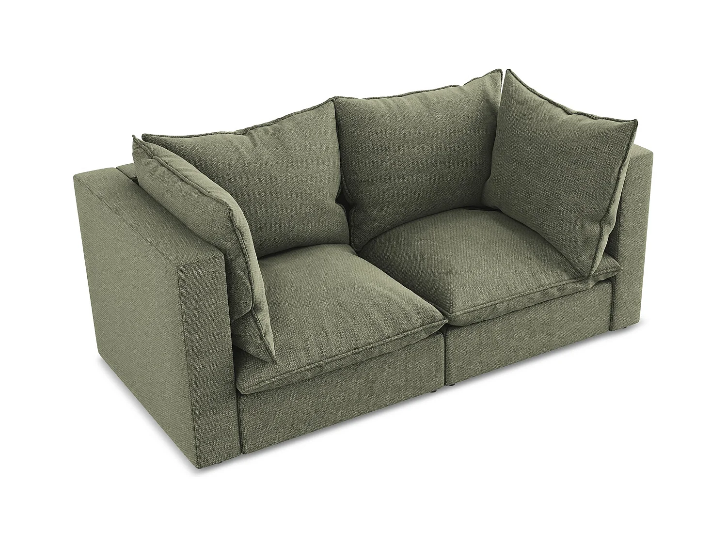 Canapé modulable 2 places en tissu bouclette - olive - MANAO