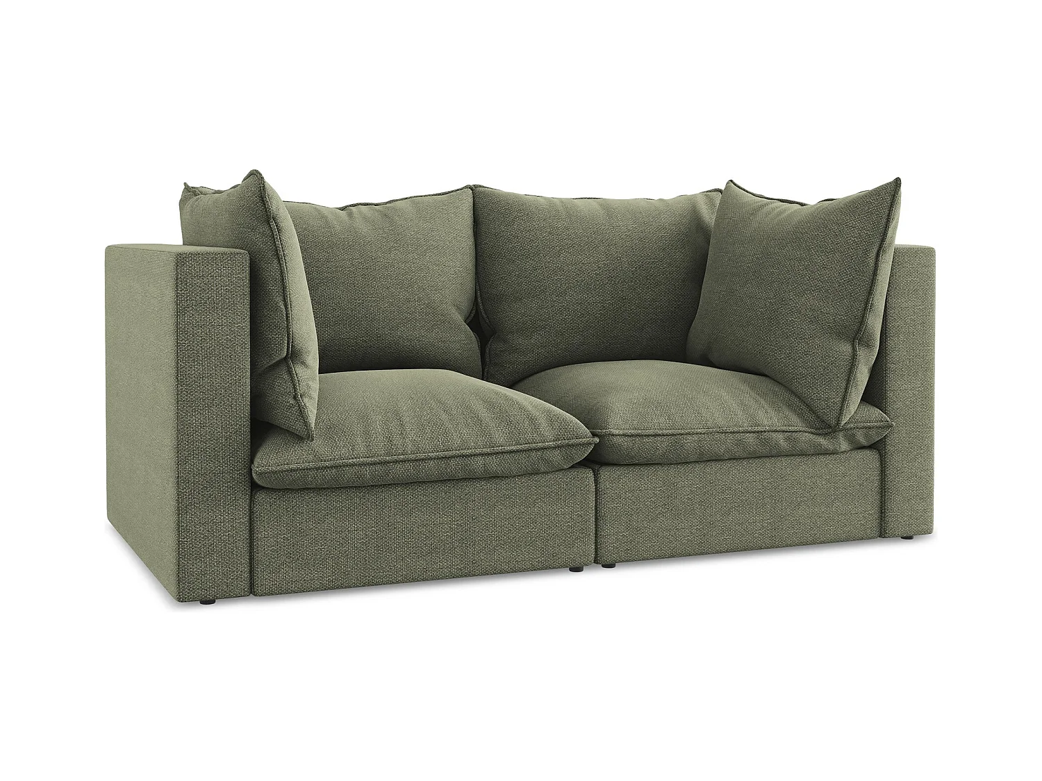 2-Sitzer Sofa - - Bouclé - Olive - MANAO
