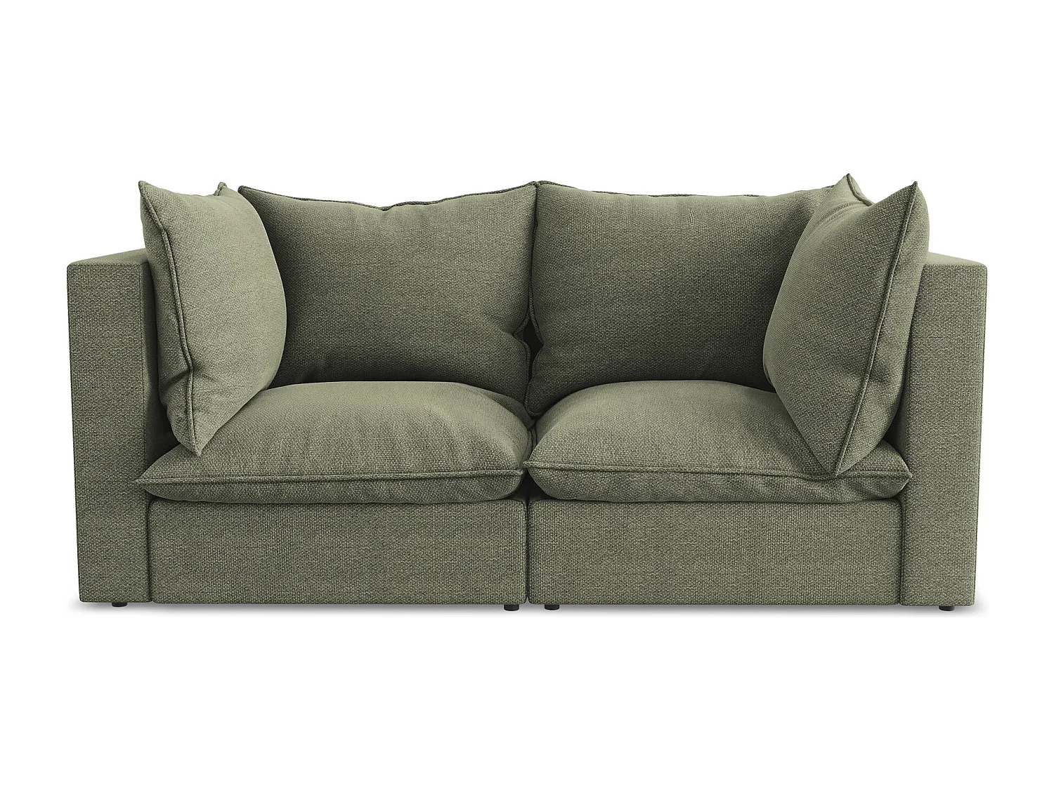 Canapé modulable 2 places en tissu bouclette - olive - MANAO