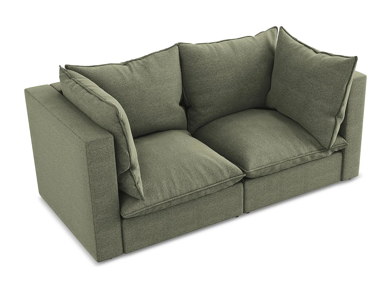 Canapé modulable 2 places en tissu bouclette - olive - MANAO