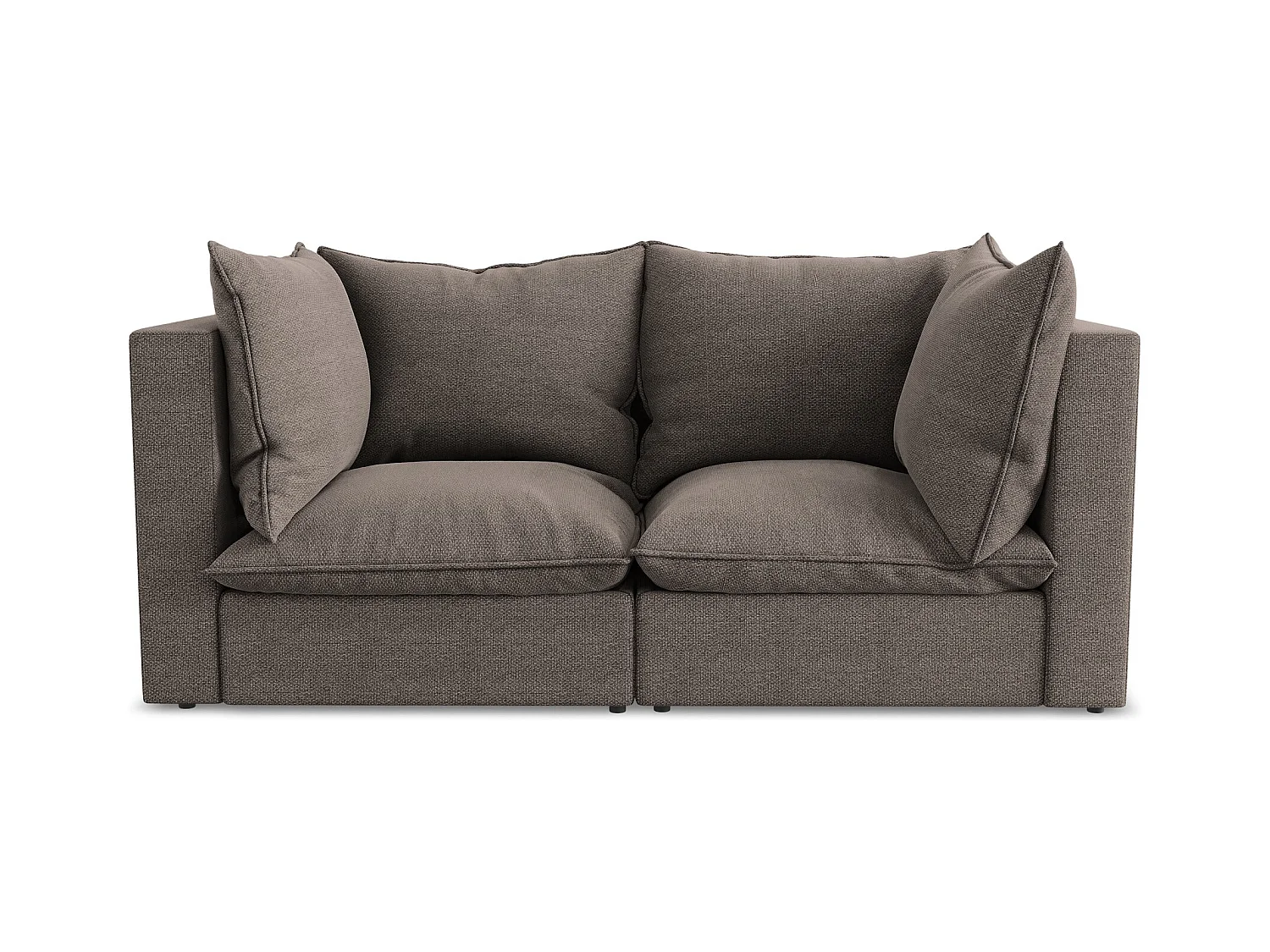 Canapé modulable 2 places en tissu bouclette - chocolat - MANAO