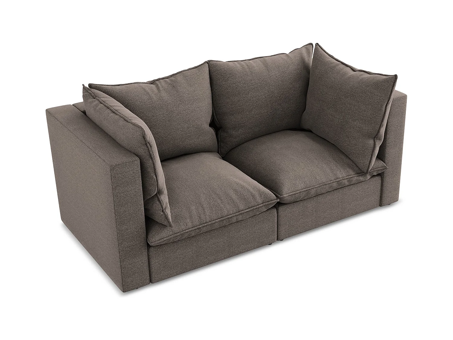 Canapé modulable 2 places en tissu bouclette - chocolat - MANAO