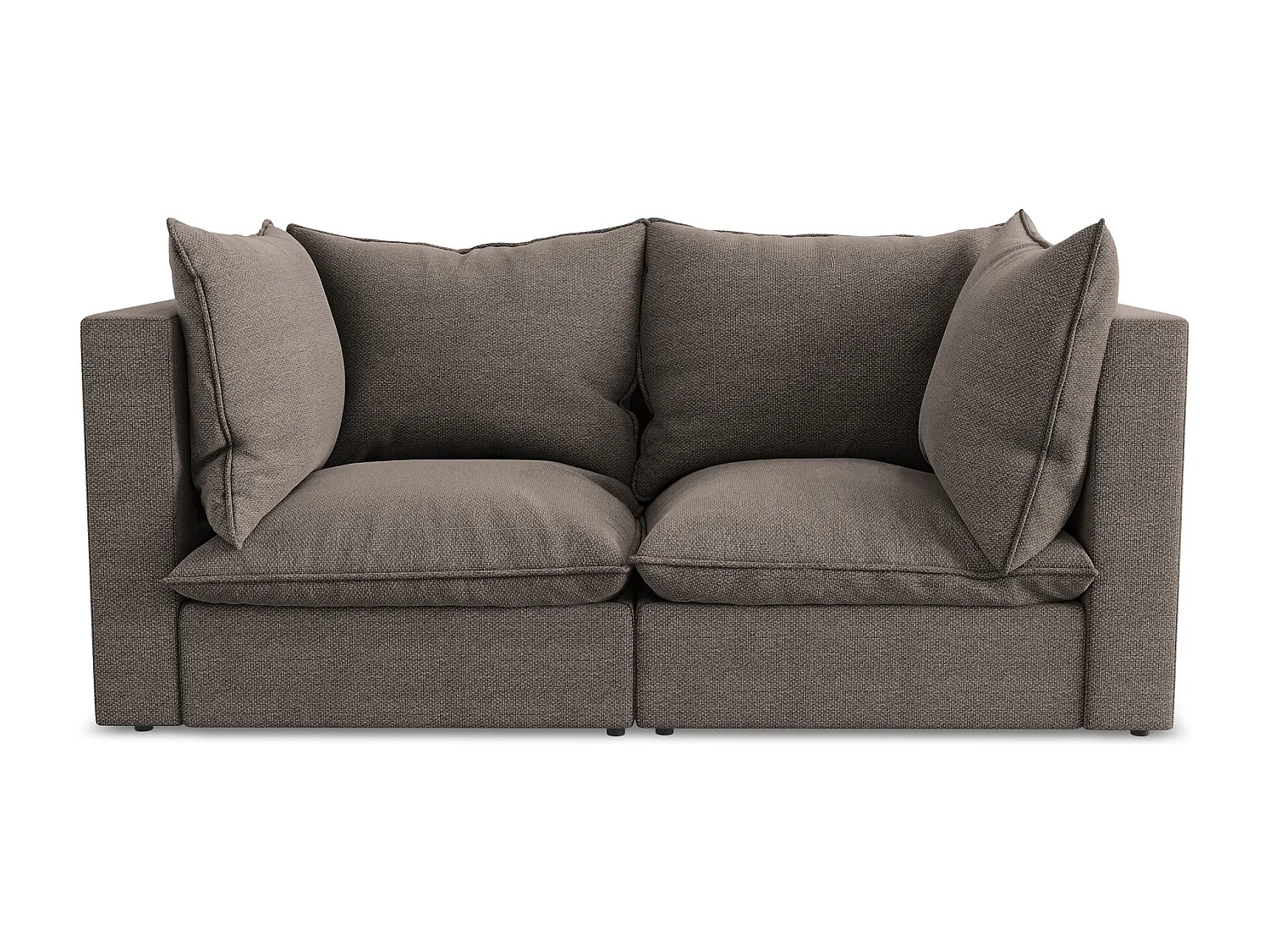 Canapé modulable 2 places en tissu bouclette - chocolat - MANAO