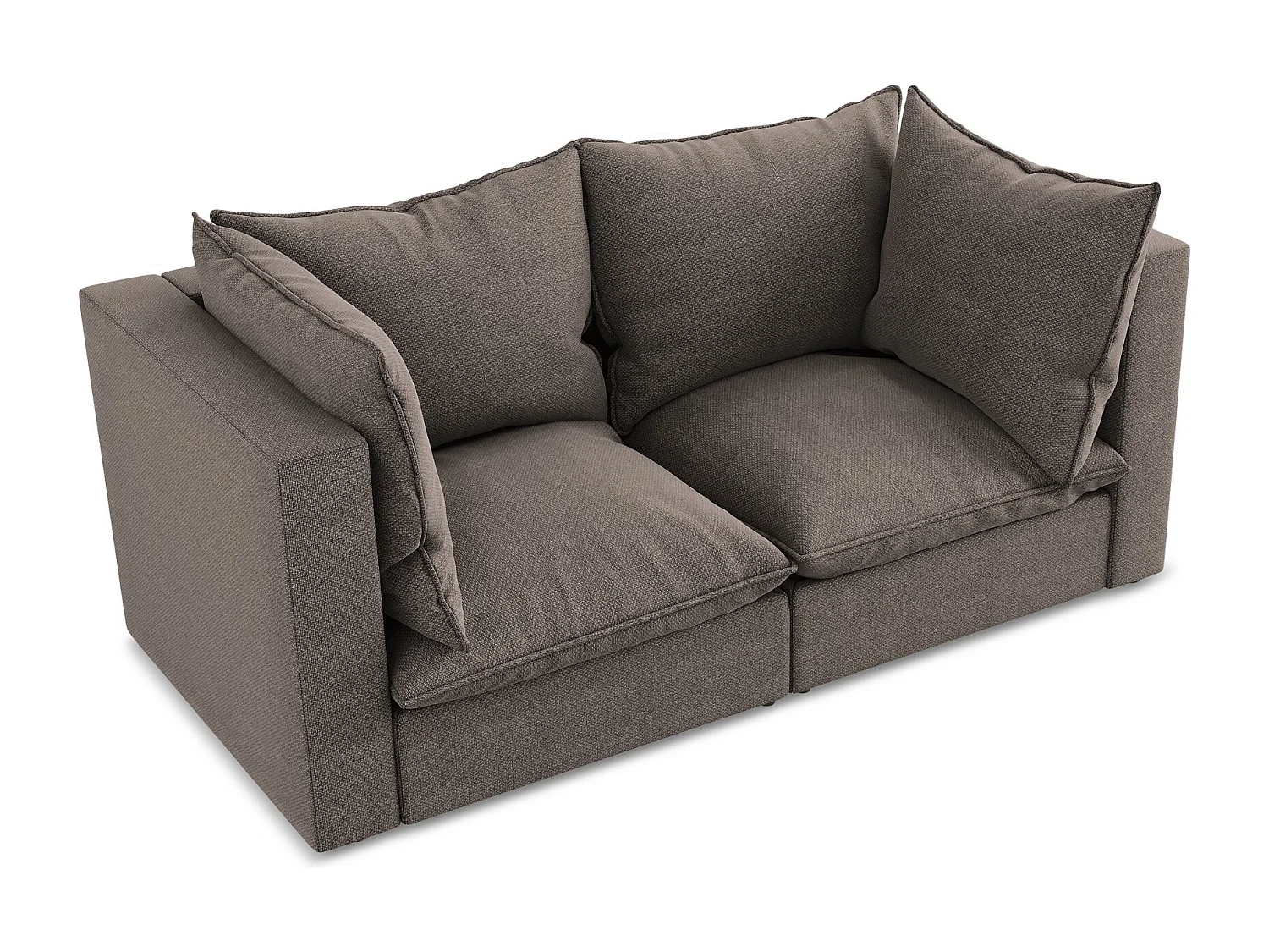 Canapé modulable 2 places en tissu bouclette - chocolat - MANAO