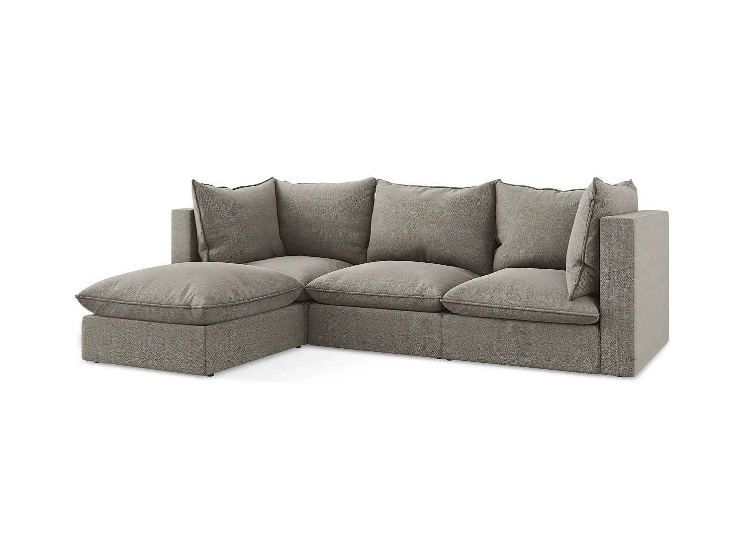 3-Sitzer Modulares Ecksofa - Ecke Links - Bouclé - Grau - MANAO