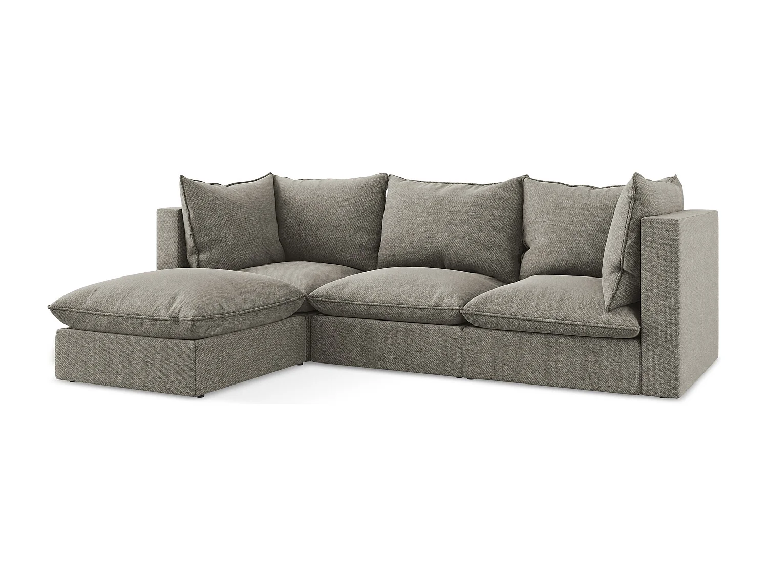 3-Sitzer Modulares Ecksofa - Ecke Links - Bouclé - Grau - MANAO