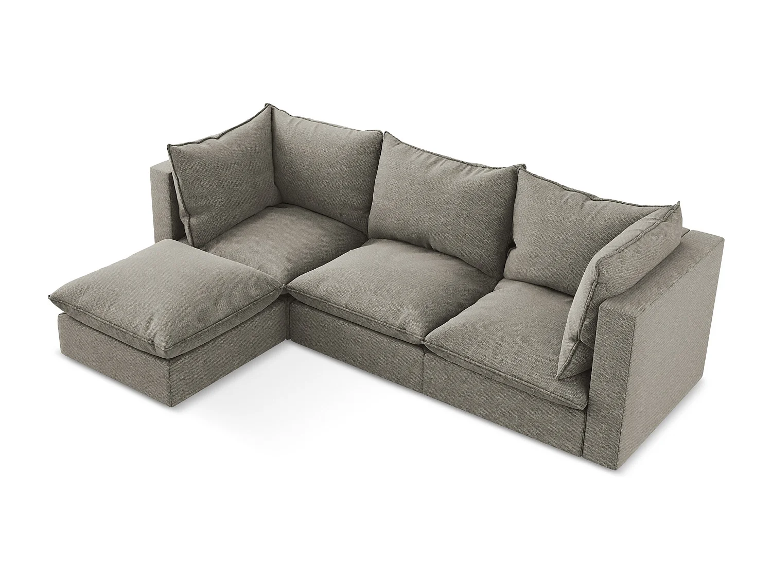 3-Sitzer Modulares Ecksofa - Ecke Links - Bouclé - Grau - MANAO
