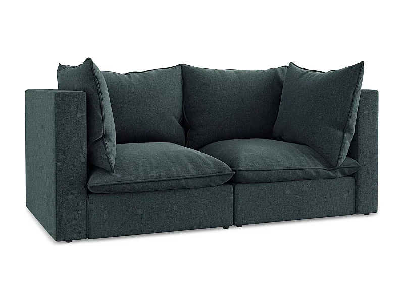 Modulares 2-Sitzer Sofa - - Samt - Marine - MANAO