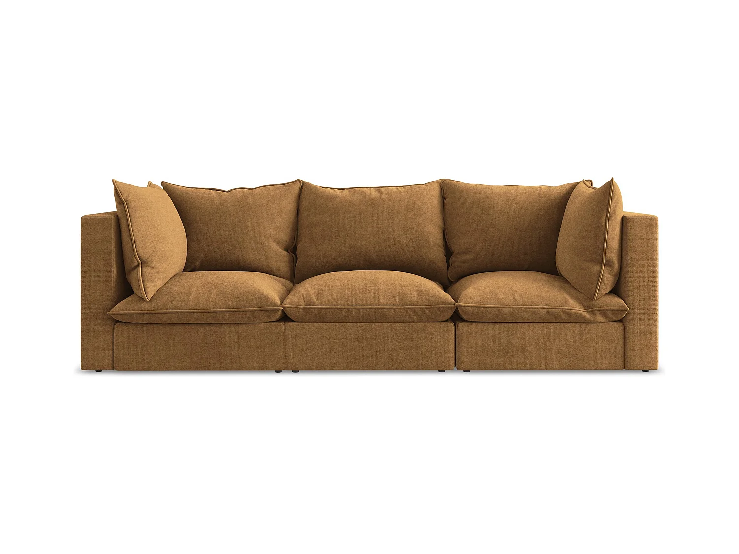 Canapé modulable 3 places en tissu texturé - terre cuite - MANAO