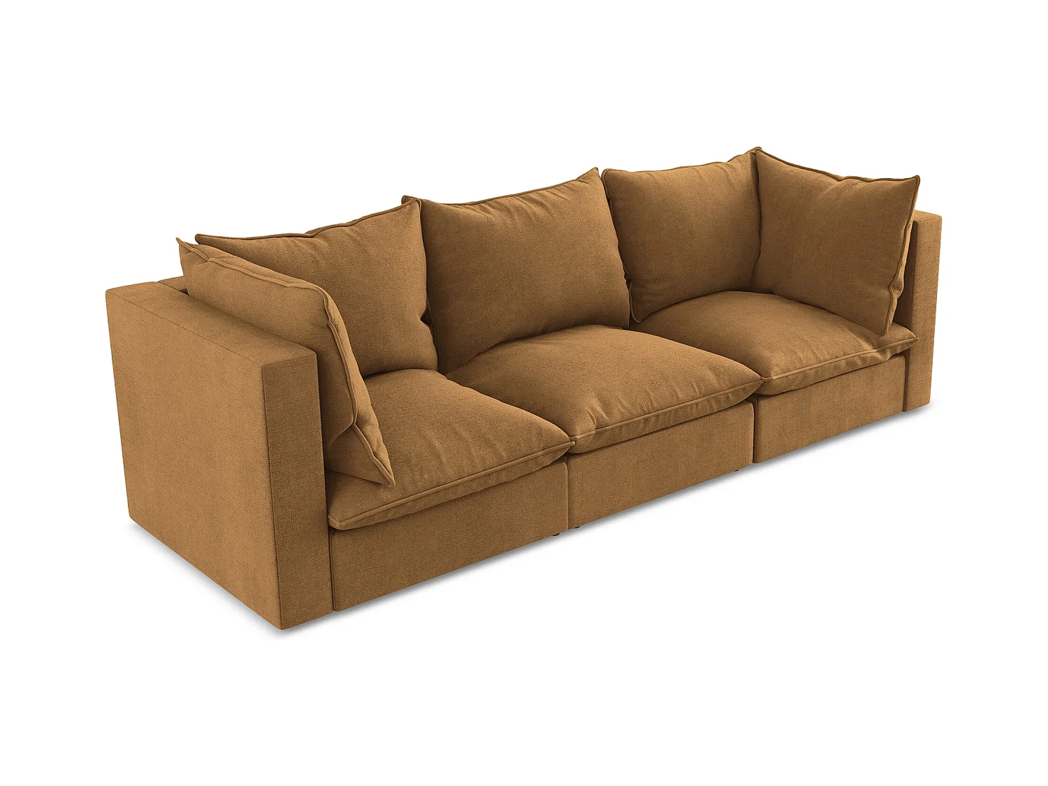 Canapé modulable 3 places en tissu texturé - terre cuite - MANAO