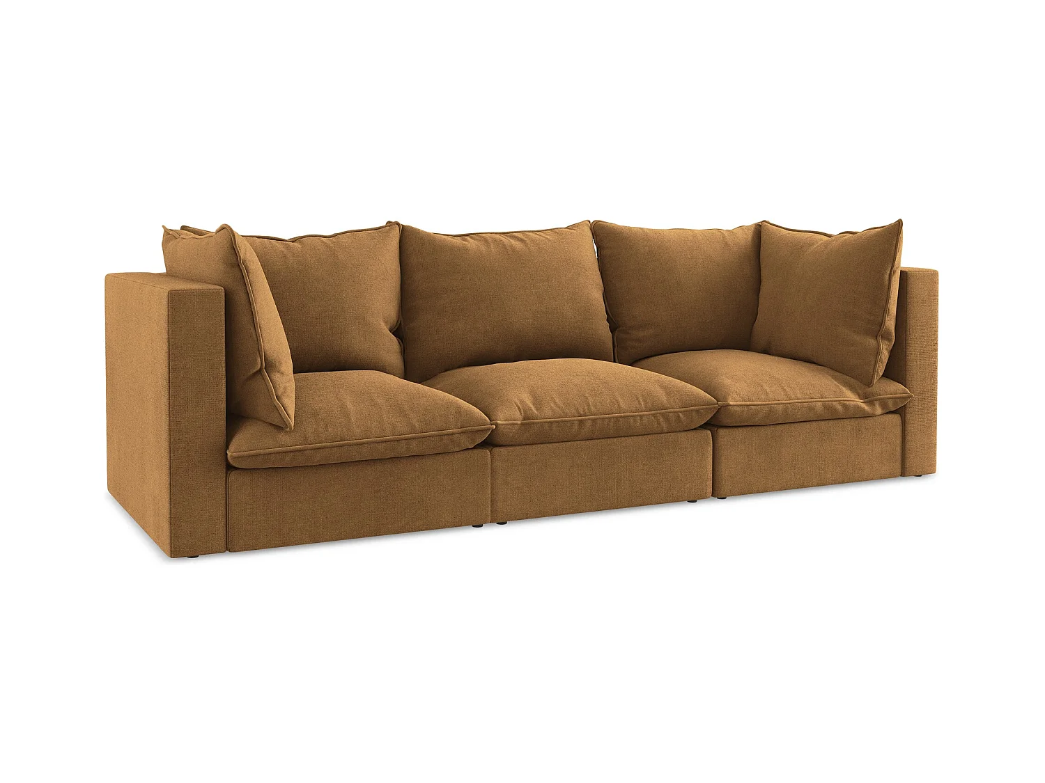 Modulares 3-Sitzer Sofa - - Strukturstoff - Terrakotta - MANAO